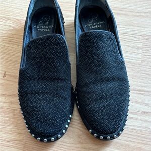 Adrianna Appell Women’s Leather Studded Black  Loafers Size 7.5 Medium